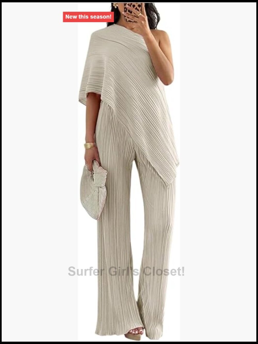 Asymmetrical 2 Piece Pants Set - One Shoulder Top & Straight Leg Pants